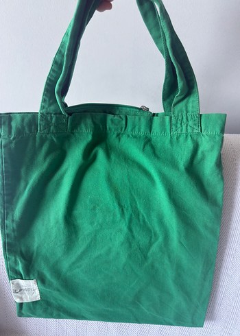  Beden Mango Yeşil Pamuklu Shopper Çanta