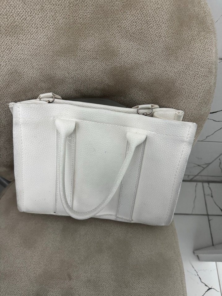 Beyaz Deri Baskılı Kadın Çanta - Görsel 2