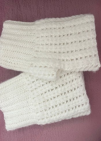 Beyaz Örgü Kadın Eldiven - Görsel 3