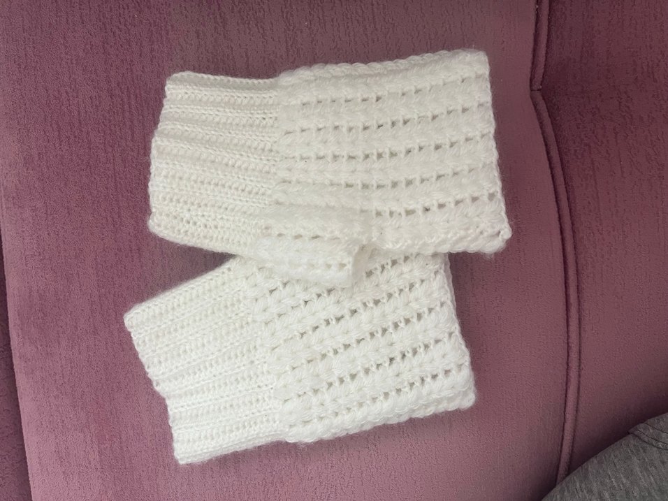 Beyaz Örgü Kadın Eldiven - Görsel 3