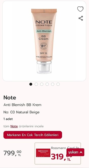 Note note anti-blemish bb krem 03 numara