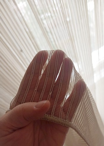 2.55 eninde 2.65 yüksekliğinde sık pileli çok açık kahve perde - Görsel 6