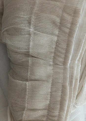 2 65 en 2 65 yükseklik sarı simli orta sıklıkta pileli perde - Görsel 3