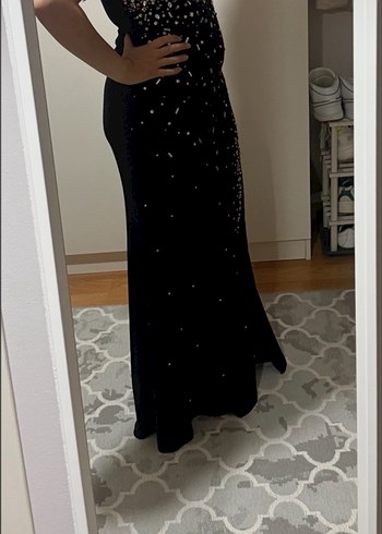 Taş işlemeli Straplez Uzun Elbise - Görsel 3