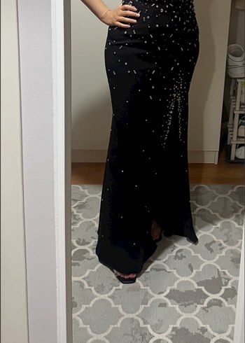 Taş işlemeli Straplez Uzun Elbise - Görsel 5