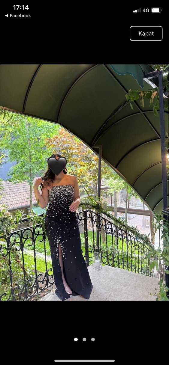 Taş işlemeli Straplez Uzun Elbise - Görsel 2