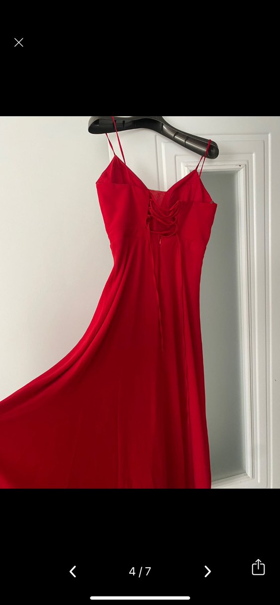 Kırmızı Uzun Drapeli Kadın Abiye - Görsel 2