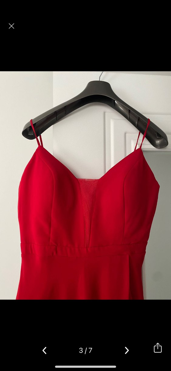 Kırmızı Uzun Drapeli Kadın Abiye - Görsel 5