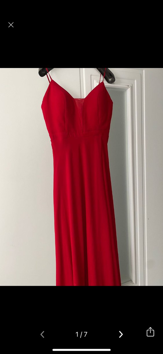 Kırmızı Uzun Drapeli Kadın Abiye - Görsel 3