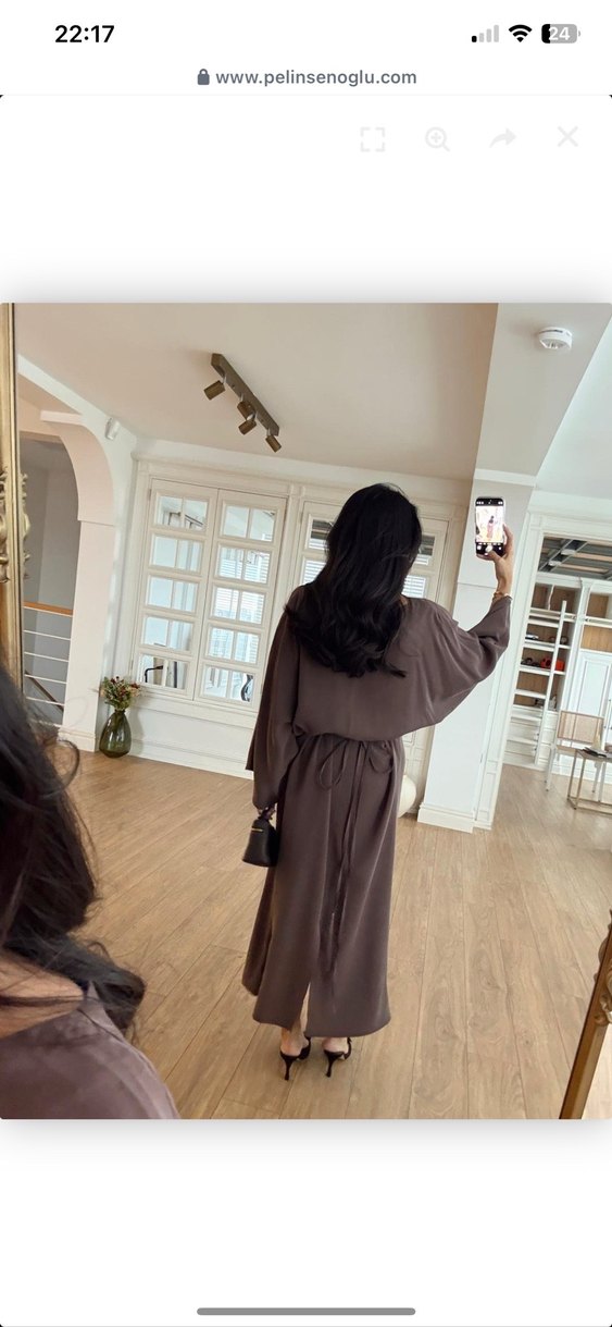 Bej Kadın Uzun Kollu Minimalist Elbise - Görsel 2