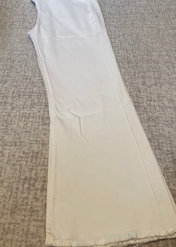 Beyaz Midi Keten Kadın Pantolon - Görsel 2