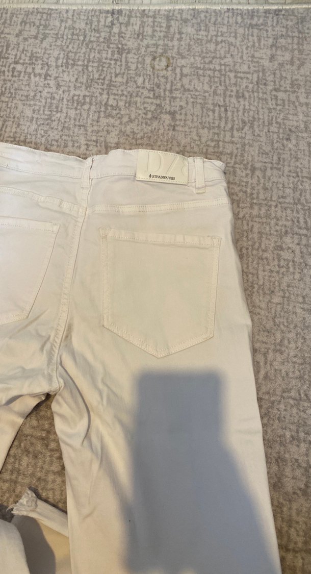 Beyaz Midi Keten Kadın Pantolon - Görsel 4