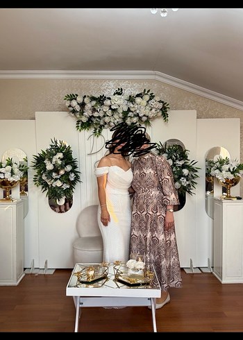 Modern Klasik Beyaz Midi Nişan Elbisesi - Görsel 2