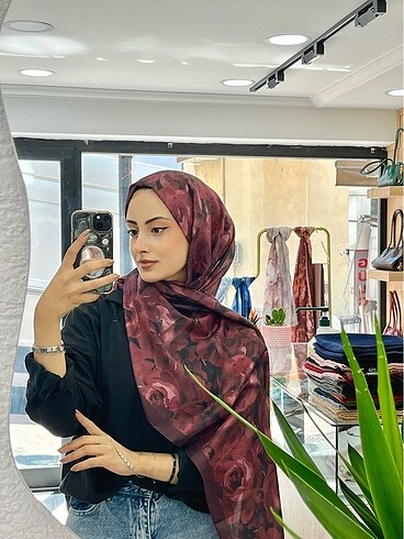 Bordo Gül desen şal