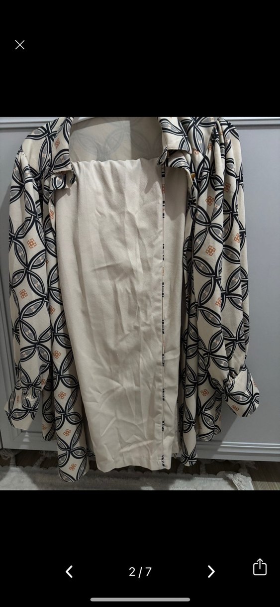 Düğmeli, Uzun Kollu Bohem Desenli Kadın Gömlek - Görsel 2