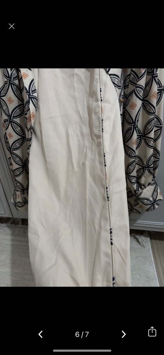 Düğmeli, Uzun Kollu Bohem Desenli Kadın Gömlek - Görsel 5