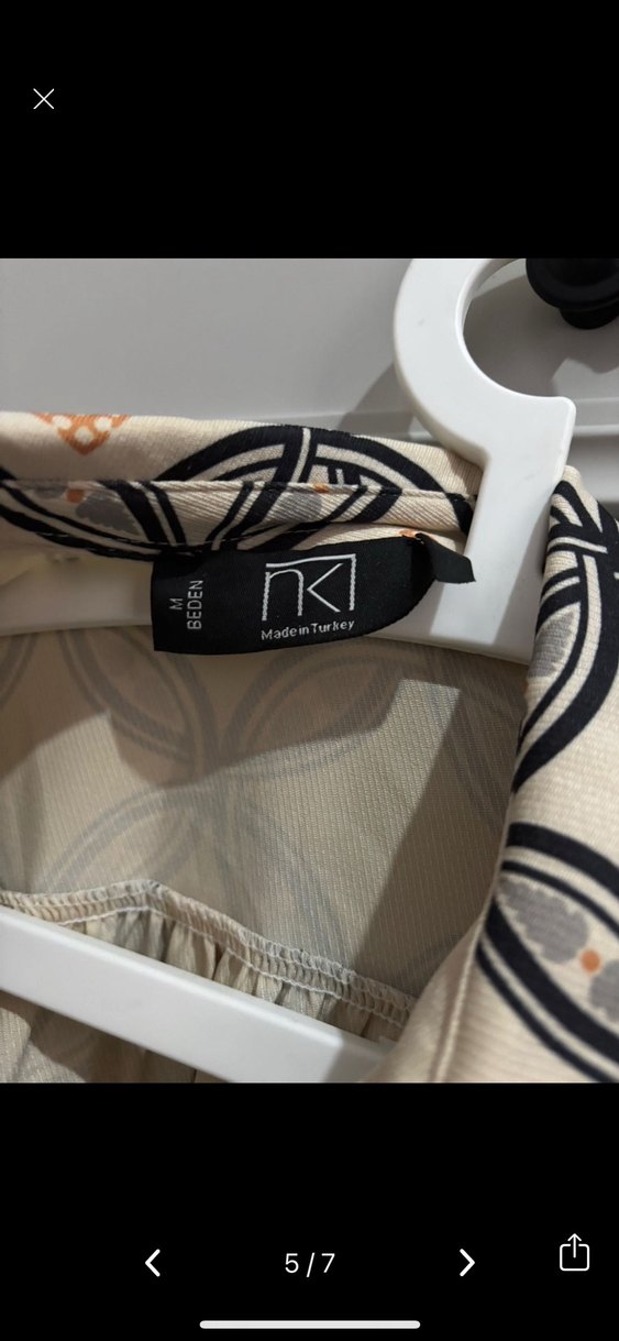 Düğmeli, Uzun Kollu Bohem Desenli Kadın Gömlek - Görsel 4