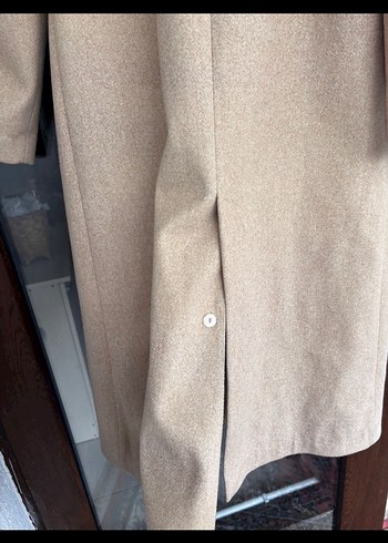 Düğmeli Koyu Kahverengi Midi Kadın Yün Kaban - Görsel 4