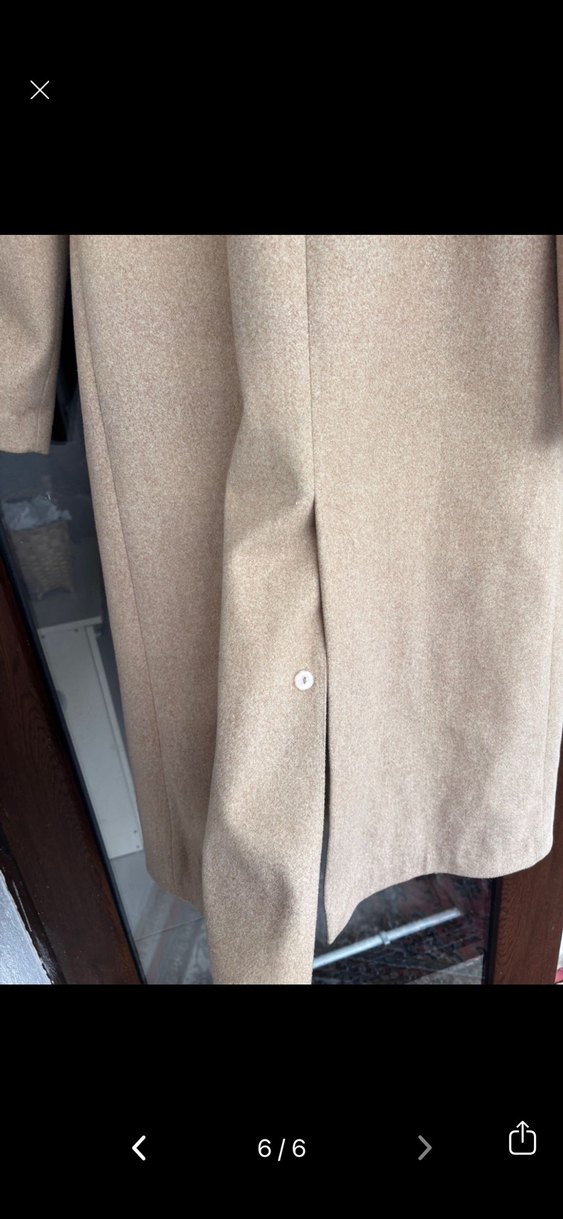 Düğmeli Koyu Kahverengi Midi Kadın Yün Kaban - Görsel 4