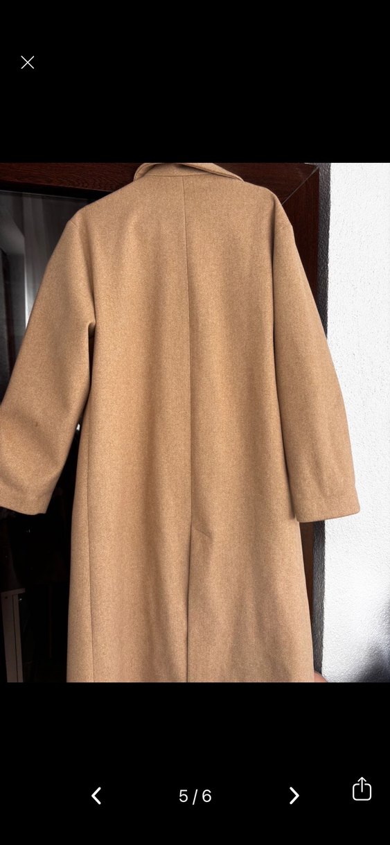 Düğmeli Koyu Kahverengi Midi Kadın Yün Kaban - Görsel 2