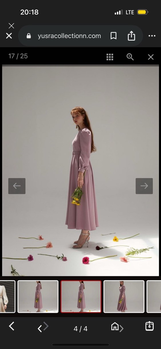 Uzun Mor Kadın Elbise - Görsel 4