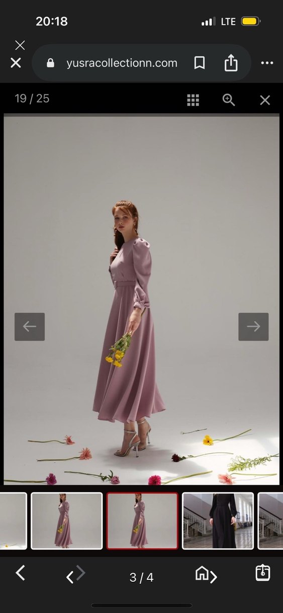 Uzun Mor Kadın Elbise - Görsel 3