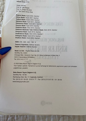 Kişiler Hukuku - Türk Medeni Hukuku 1. Cilt