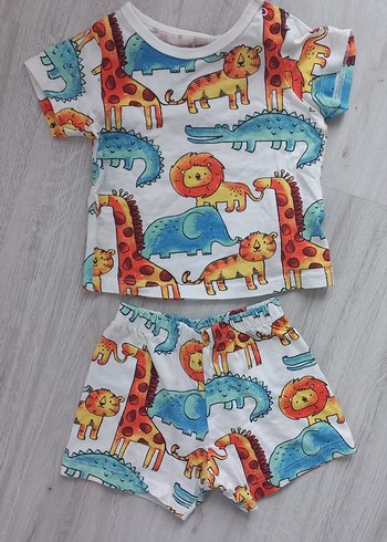 Renkli Baskılı Bebek Erkek Takımı