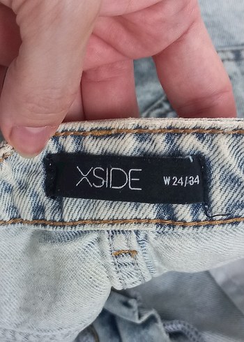 Düğmeli Gri Mavi Kadın Denim Şort - Görsel 4