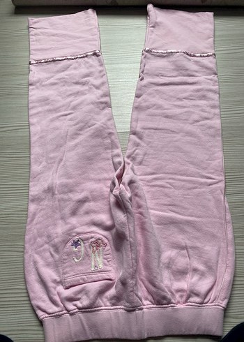 Pembe Keten Kumaşlı Kız Çocuk Salaş Tayt - Görsel 2