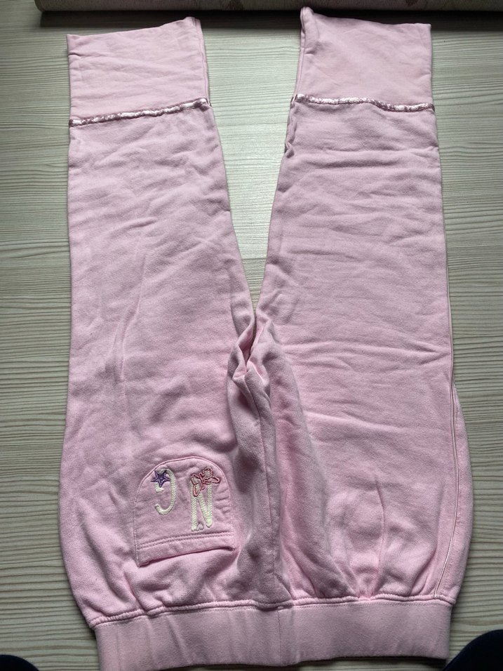 Pembe Keten Kumaşlı Kız Çocuk Salaş Tayt - Görsel 2