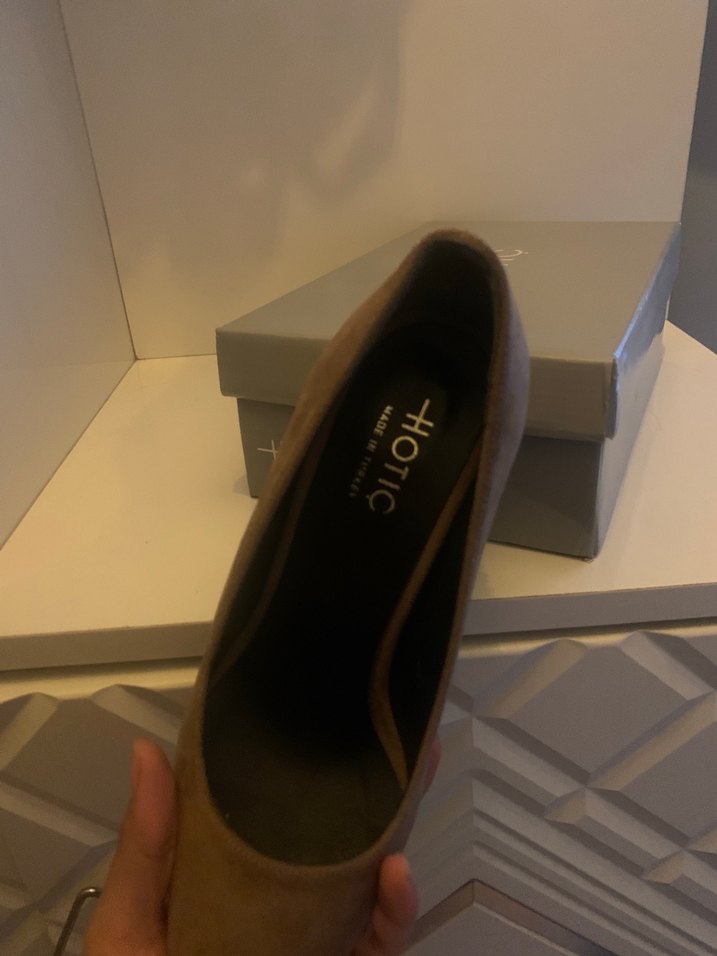 Bej Süet Kadın Topuklu Stiletto - Görsel 4