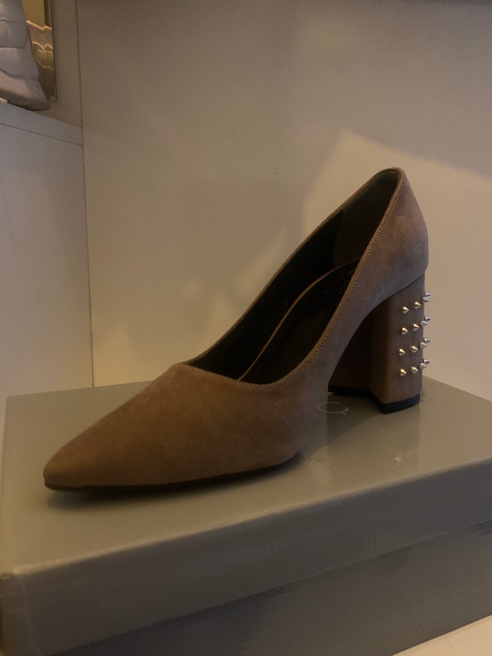 Bej Süet Kadın Topuklu Stiletto - Görsel 3