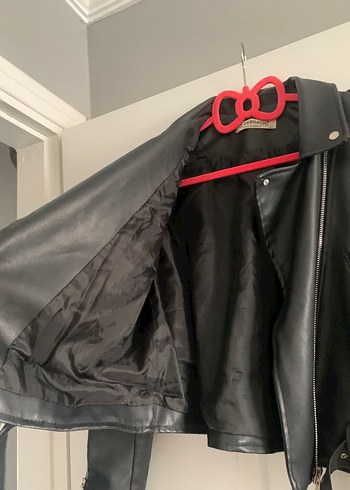 Siyah Deri Biker Ceket - Görsel 4