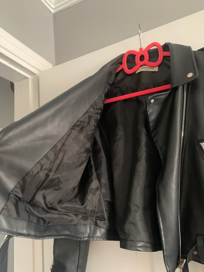 Siyah Deri Biker Ceket - Görsel 4