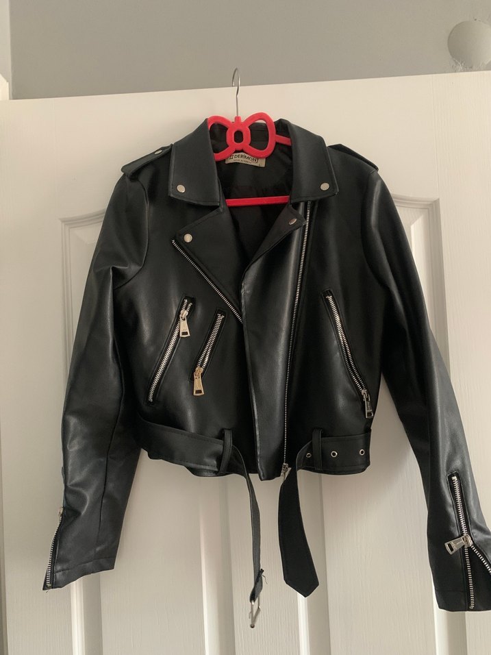 Siyah Deri Biker Ceket - Görsel 2