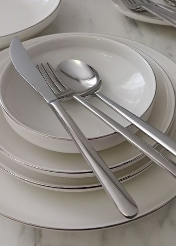 Aryıldız Aryıldız Beyaz ve Gri Yemek Takımı Seti