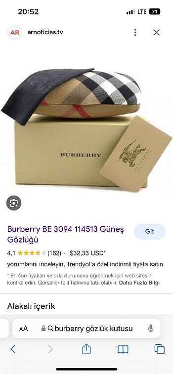 Burberry Burberry gözlük kılıfı