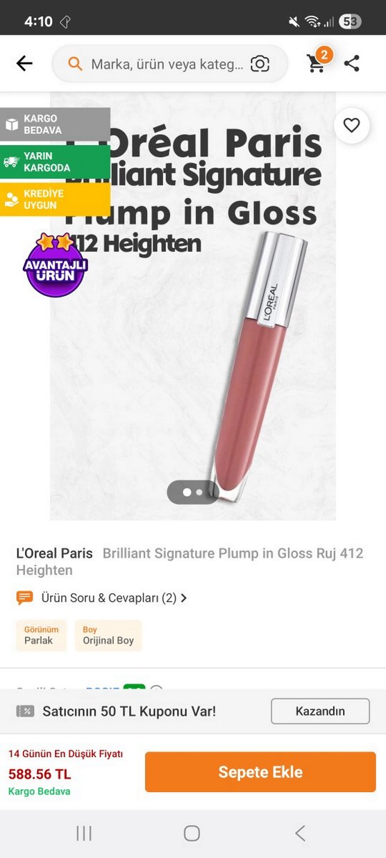 L'Oréal Paris Brilliant Signature Plump in Gloss 412 - Görsel 2