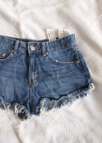 Kadın Mavi Kot Mini Şort - Görsel 2