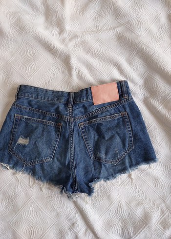 Kadın Mavi Kot Mini Şort - Görsel 5