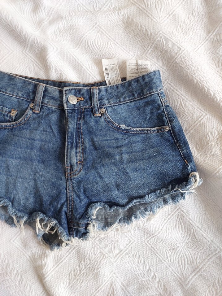 Kadın Mavi Kot Mini Şort - Görsel 2