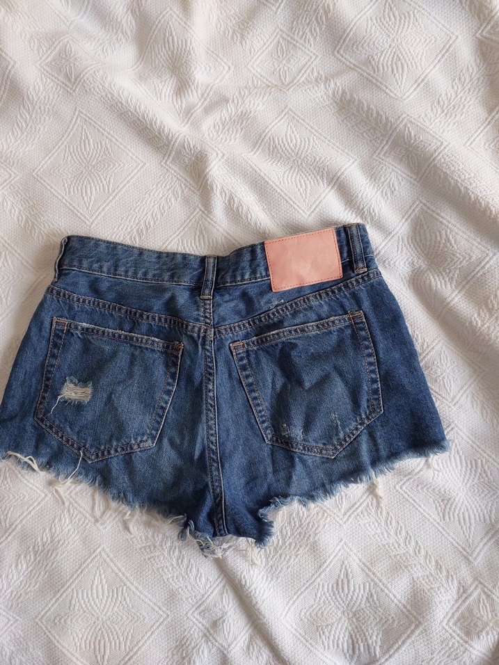 Kadın Mavi Kot Mini Şort - Görsel 5