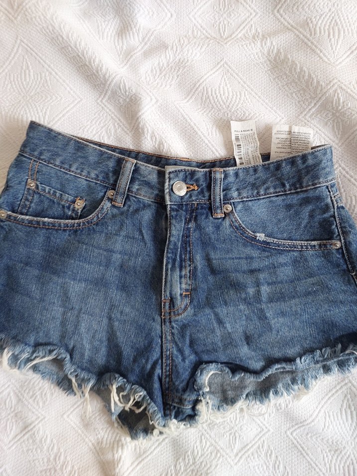 Kadın Mavi Kot Mini Şort - Görsel 3