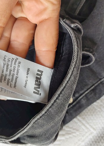 Gri Kadın Kot Mini Şort - Görsel 5