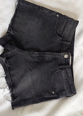 Gri Kadın Kot Mini Şort - Görsel 2