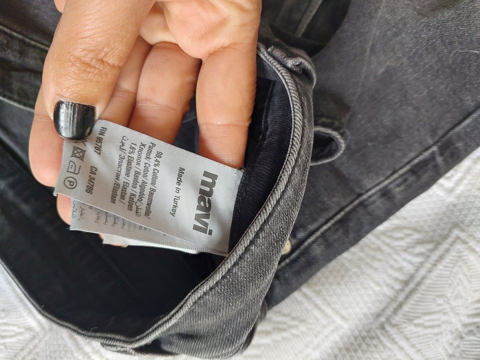 Gri Kadın Kot Mini Şort - Görsel 5