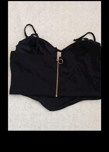 Siyah Gotik V Yakalı Askılı Büstiyer - Görsel 4