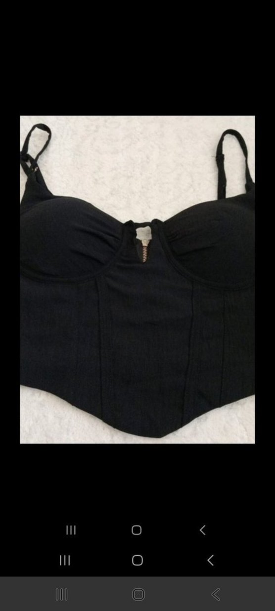 Siyah Gotik V Yakalı Askılı Büstiyer - Görsel 2