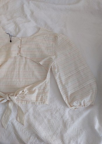 H&M Bej Bohem Uzun Kollu Pamuk Bluz